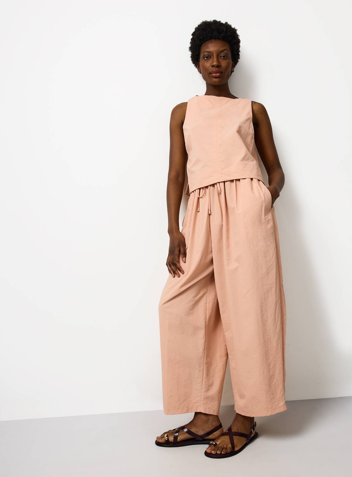 Light Orange Balloon Leg Techno Co-ord Trousers 22 - Image 3